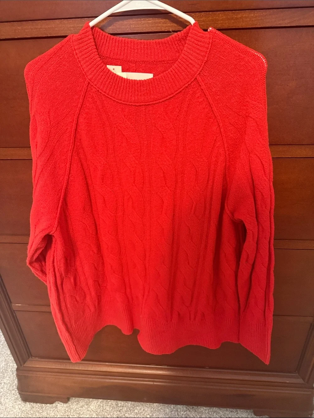 Aerie Cable Knit Sweater Red XS
